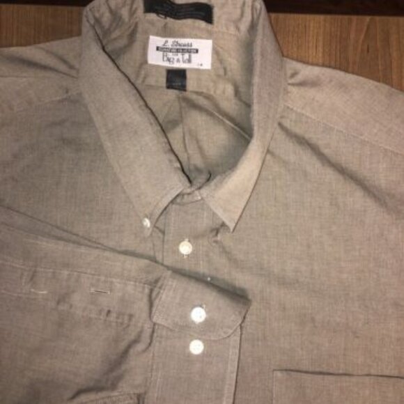 L. Strauss Levi’s Men's 18.5 34/35 BIG Long Sleeve Button Up Shirt Gray Brown - Picture 1 of 9